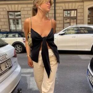 Djerf Avenue The Tie Tank Top in Ash FIRM PRICE